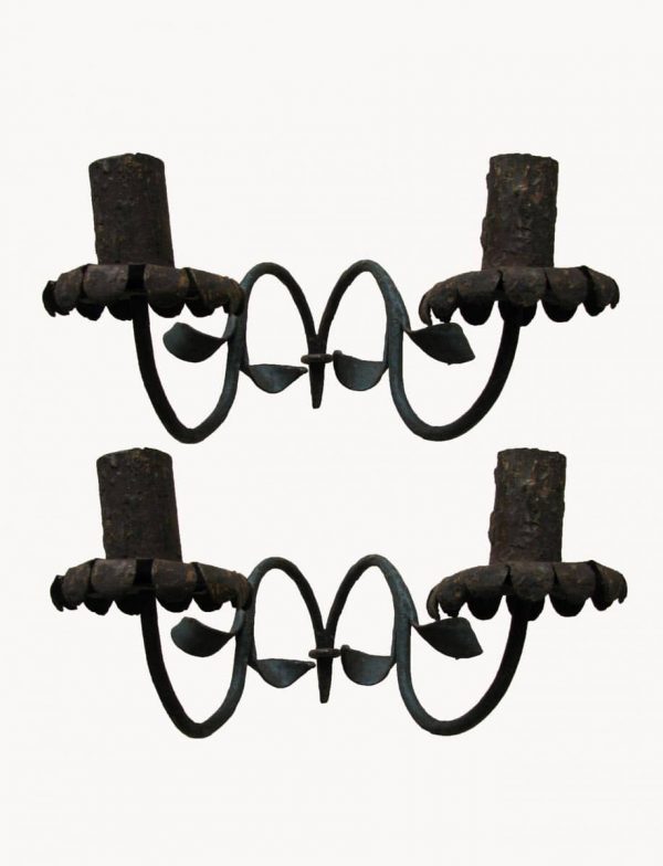 Pair of iron sconce with two arms