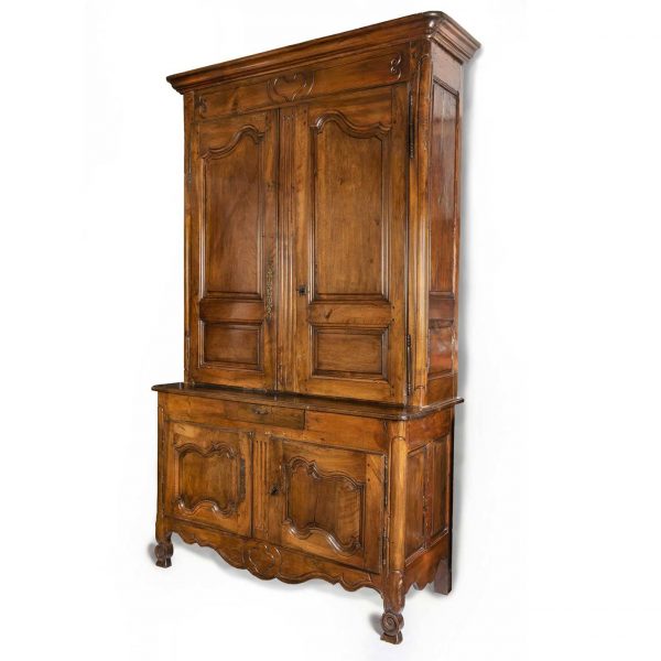 Late 18th Century French Walnut Two-Part Buffet, Provencal Cupboard
