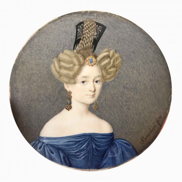Lady Portrait Miniature on Ivory Signed Bacchini
