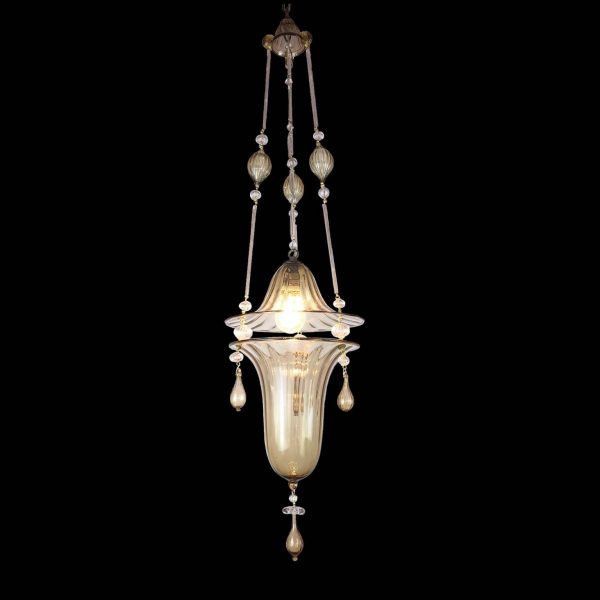 Venetian Murano Amber Glass Lantern 1940 circa
