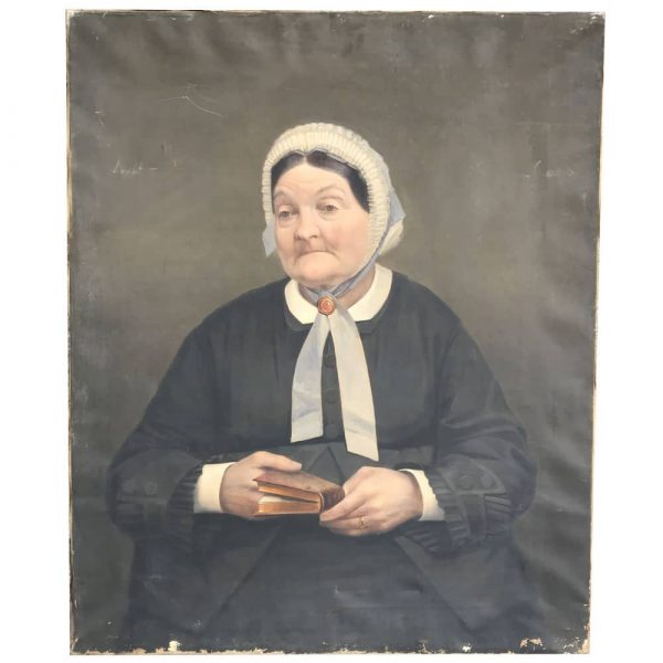 Lady Portrait 19th Century Oil on Canvas Italian Painting