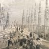 Stampa Antica Raffigurante il Ferragosto sul Duomo di Milano nel 1895 b