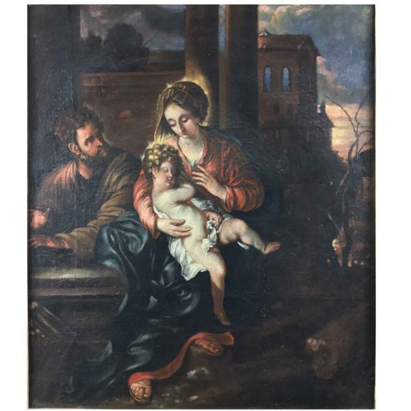 18th Century Italian Nativity Madonna With Child and Saint Joseph after Baroque Genoese School