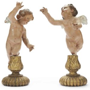 coppia di angeli del 1700 scuola napoletana