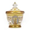 vaso in cristallo ambra decorato in oro con miniatura biedermeier