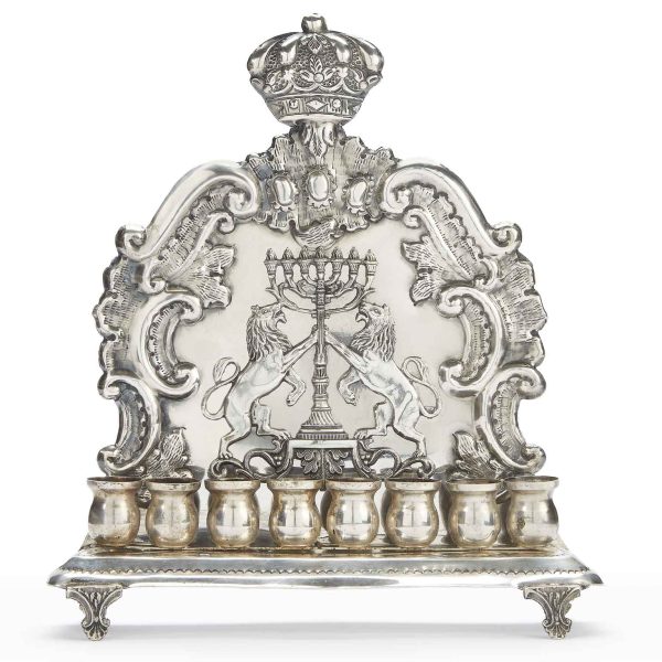 20th Century Italian Silver Hanukkah Lamp Menorah