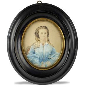 ritratto di signora ovale su carta fine 1800