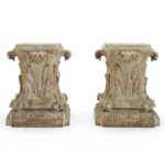 coppia di capitelli intagliati a foglia di acanto firenze 1900