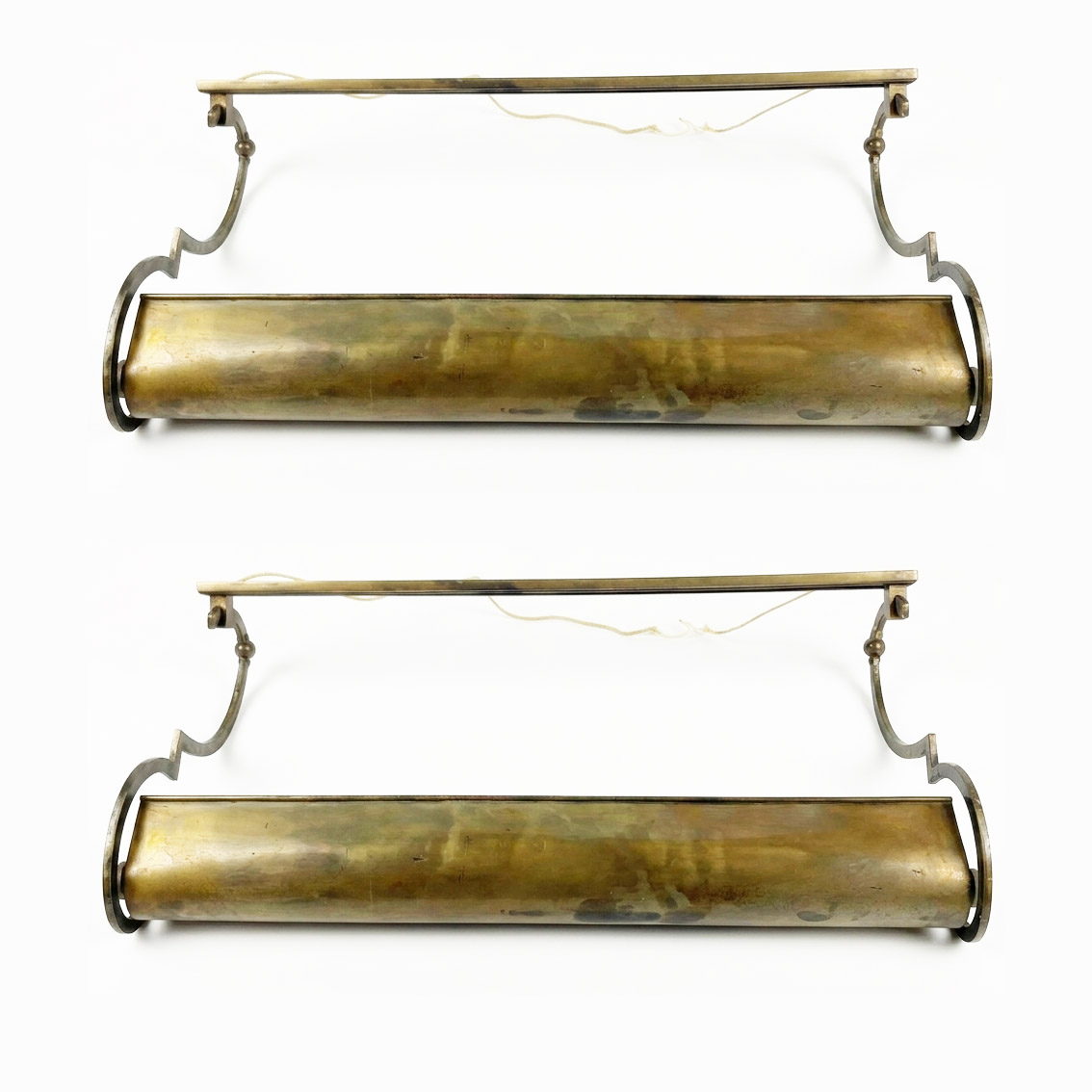 coppia di lampade da parete in ottone per quadri