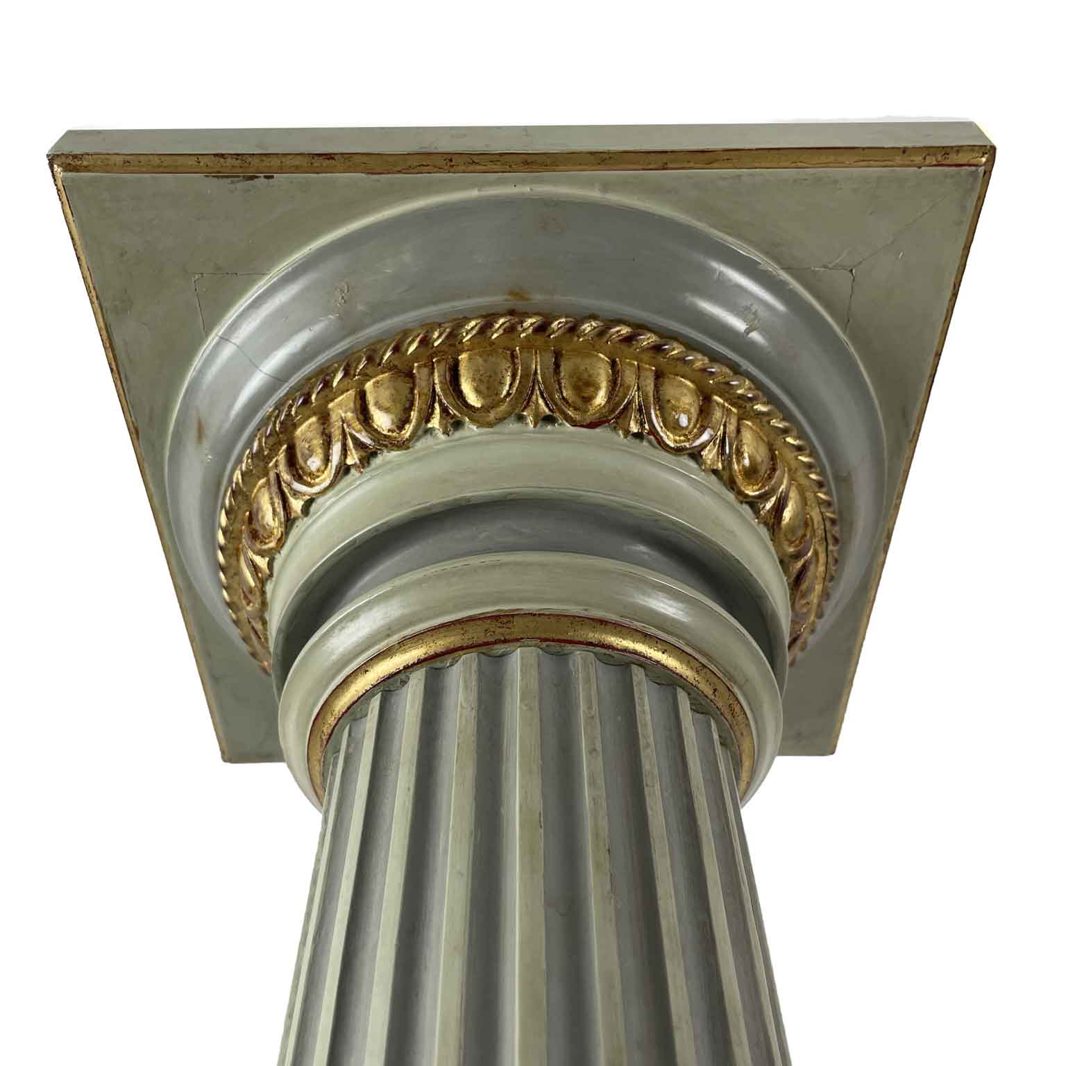 coppia colonne laccate verde chiaro XX secolo e