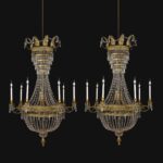 coppia di grandi lampadari impero in cristallo 1700