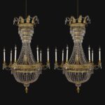 coppia di grandi lampadari impero in cristallo 1700 a