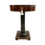 tavolino impero inizio 1800 circolare con cassetto su base quadrata