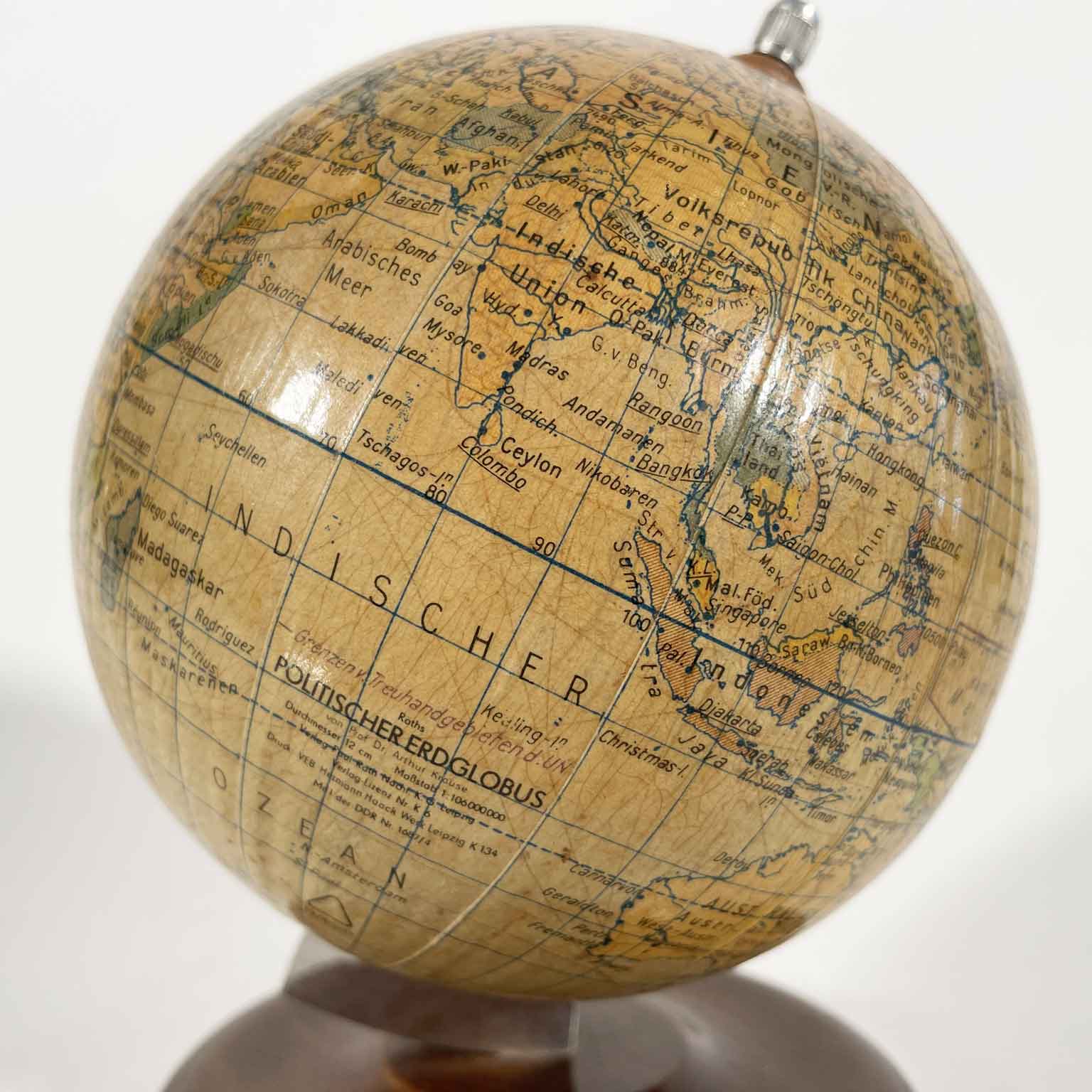 globo terrestre tedesco räths arthur krause edito a lipsia ddr 1950 b