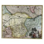 stampa antica con carta geografica dei territori di apvia di lodi e di piacenza 1750