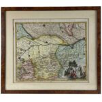 stampa antica con carta geografica dei territori di apvia di lodi e di piacenza 1750 a