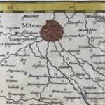 stampa antica con carta geografica dei territori di apvia di lodi e di piacenza 1750 d