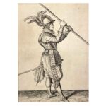 incisione antica con soldato del 1600