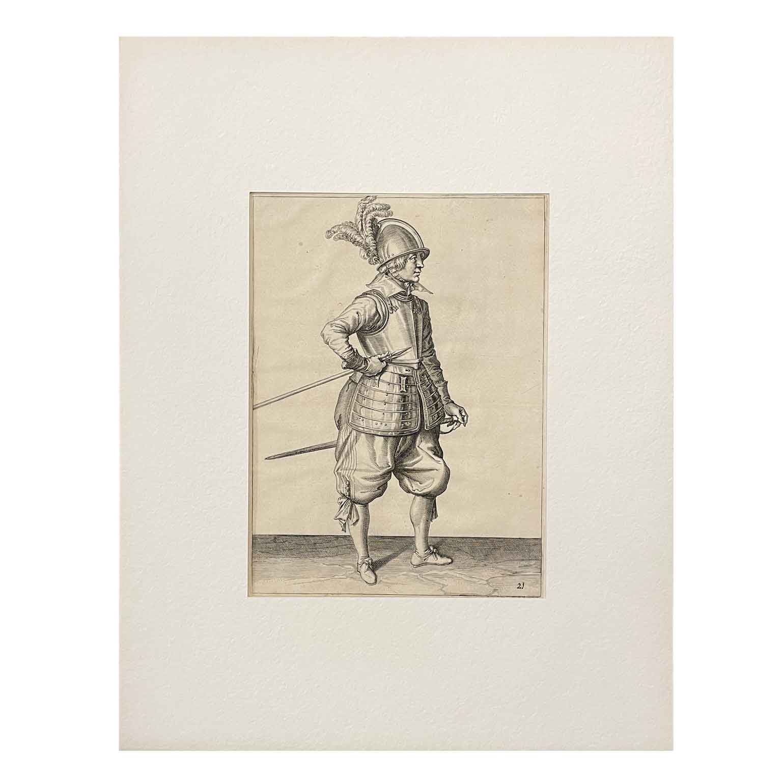 jacob de gheyn soldato cinquecentesco con armi e armatura c