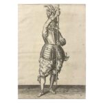 stampa antica con soldato del 1600
