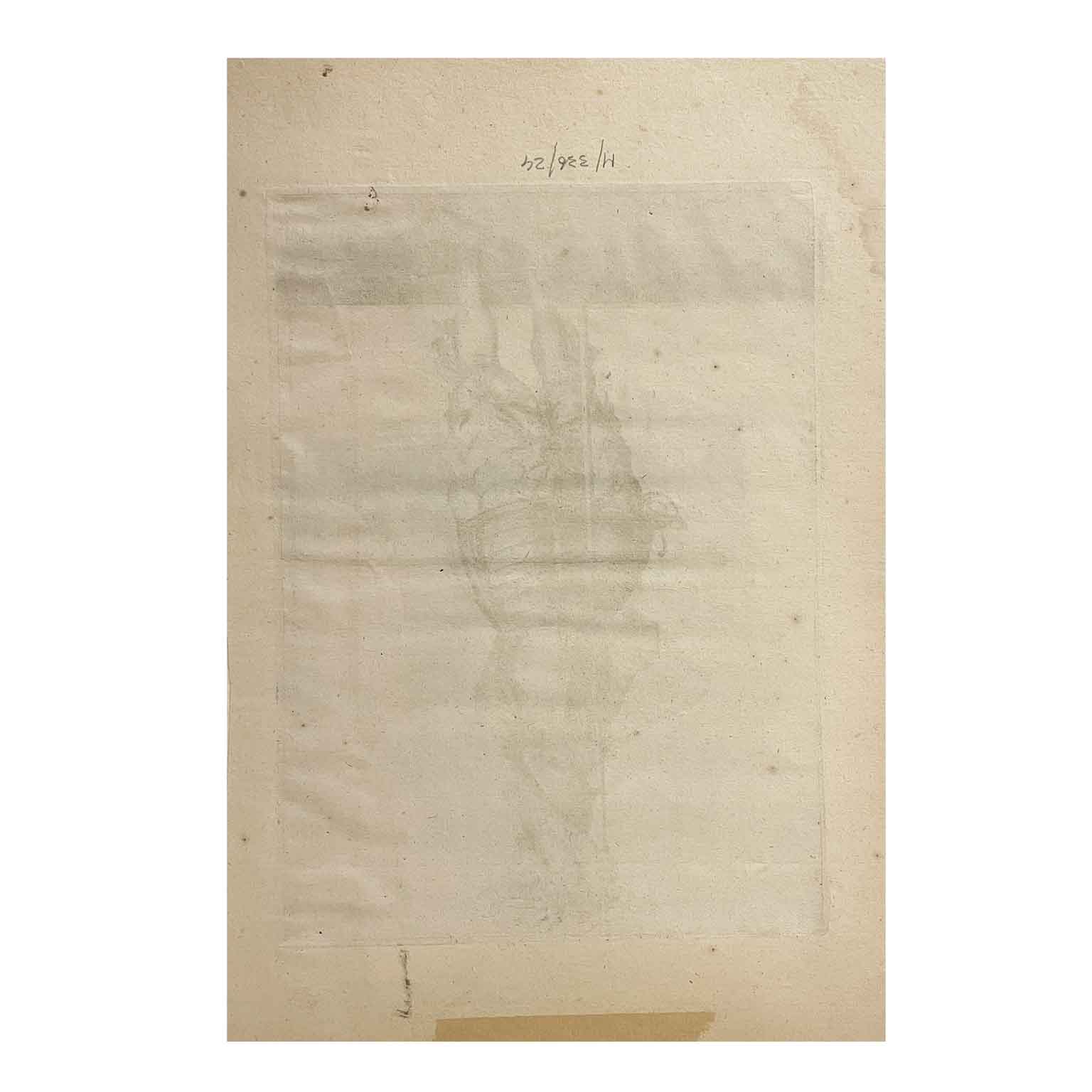stampa antica con soldato del 1600 d