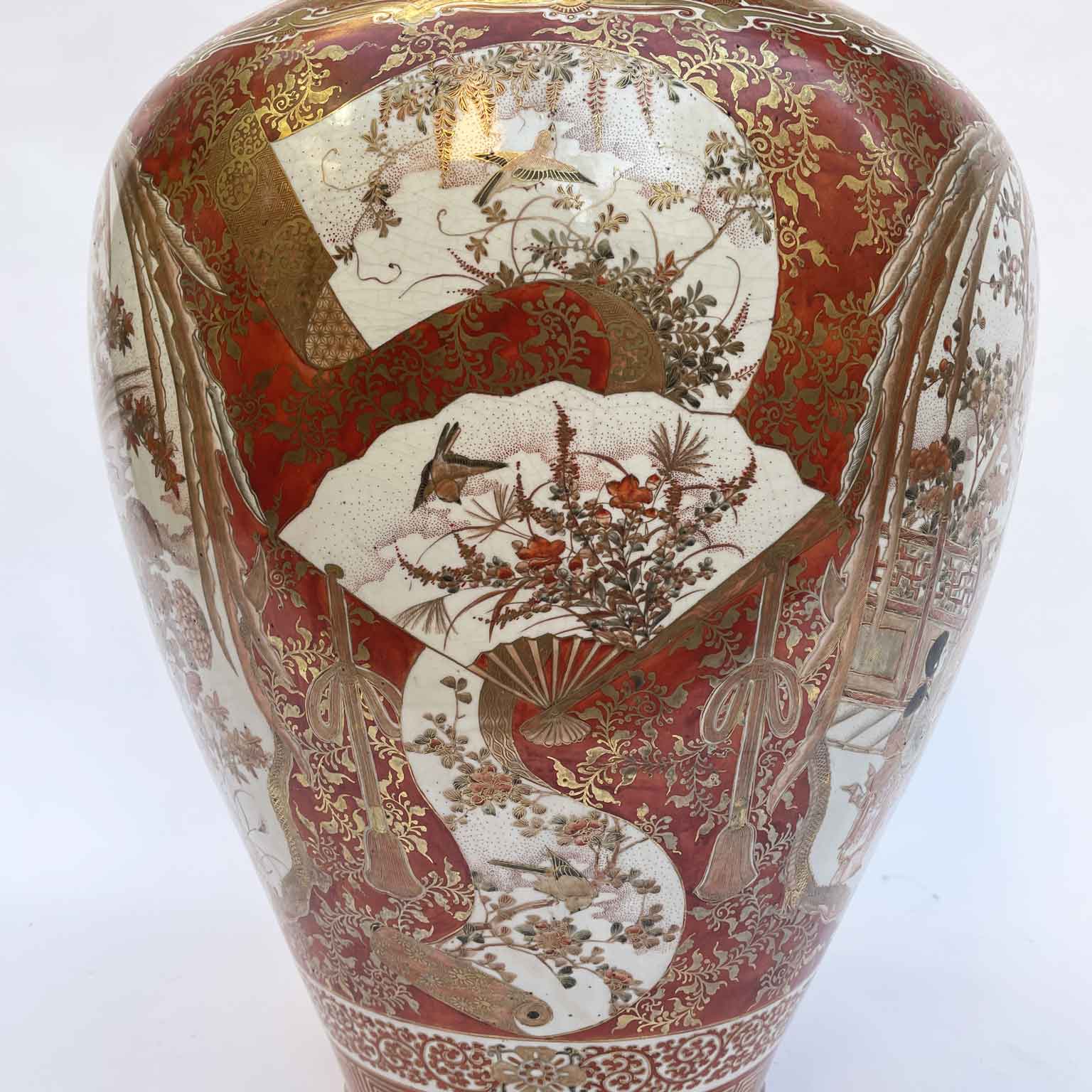 grande vaso in porcellana kutani periodo meiji fine 1800 r