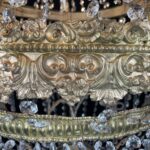 grande lampadario impero fine 1700 a 18 luci in cristallo e ottone dorato b