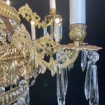 grande lampadario impero fine 1700 a 18 luci in cristallo e ottone dorato c