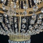 grande lampadario impero fine 1700 a 18 luci in cristallo e ottone dorato d