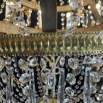 grande lampadario impero fine 1700 a 18 luci in cristallo e ottone dorato f