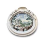 ambrogetta in maiolica con pesaggio 1750 circa