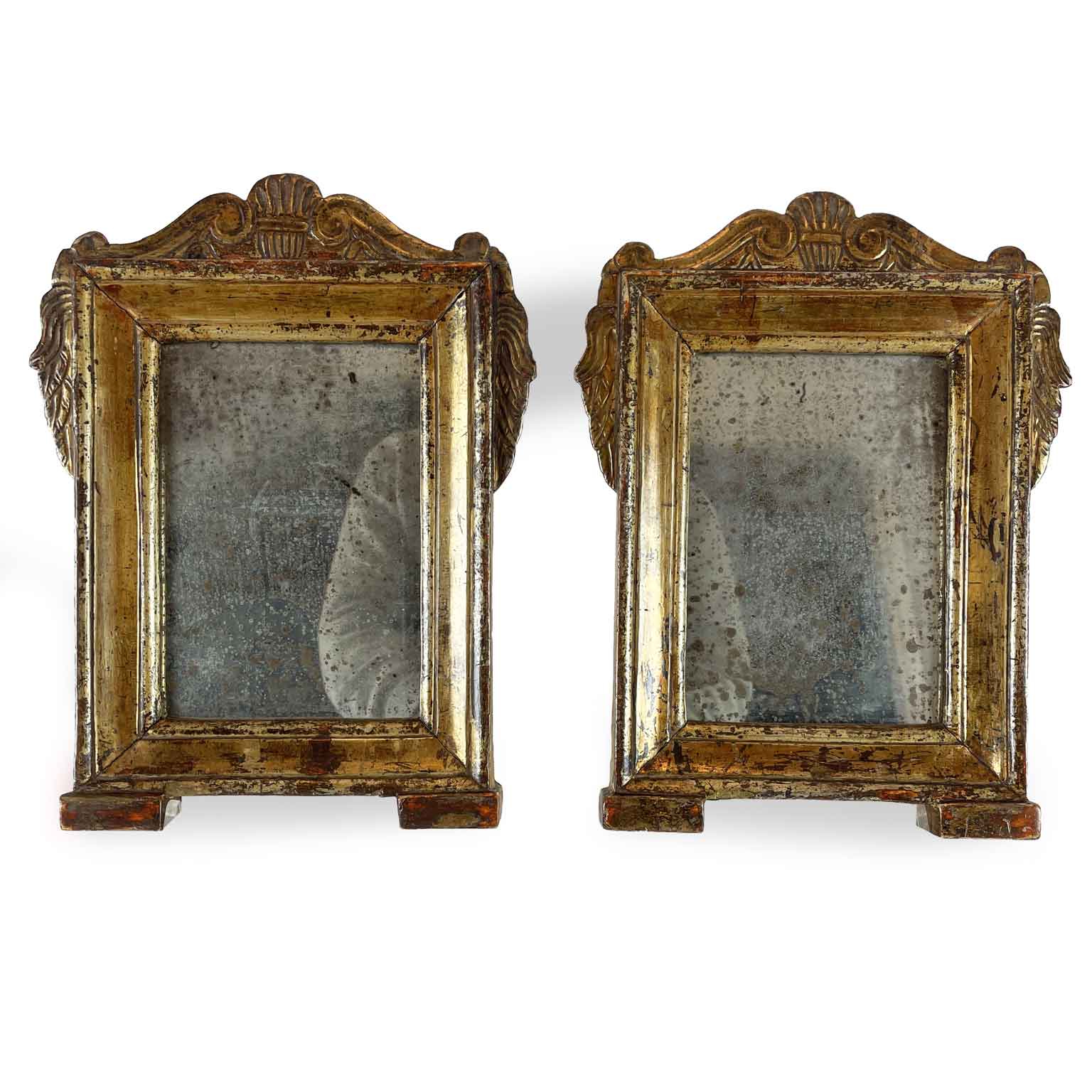 coppia di cornici con specchio fine 1800 portaritratti in stile neoclassico