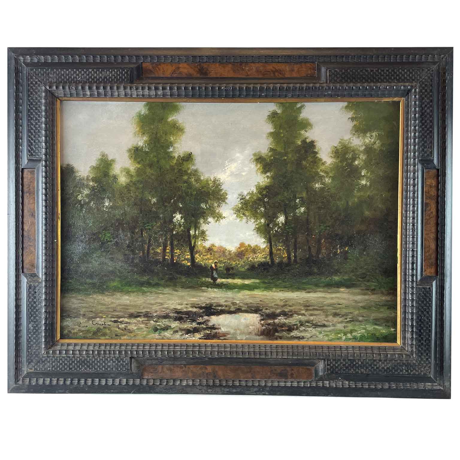 gigi comolli paesaggio con alberi 1950 circa