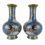 coppia di vasi cloisonné cinesi a fondo turchese 1960 circa a