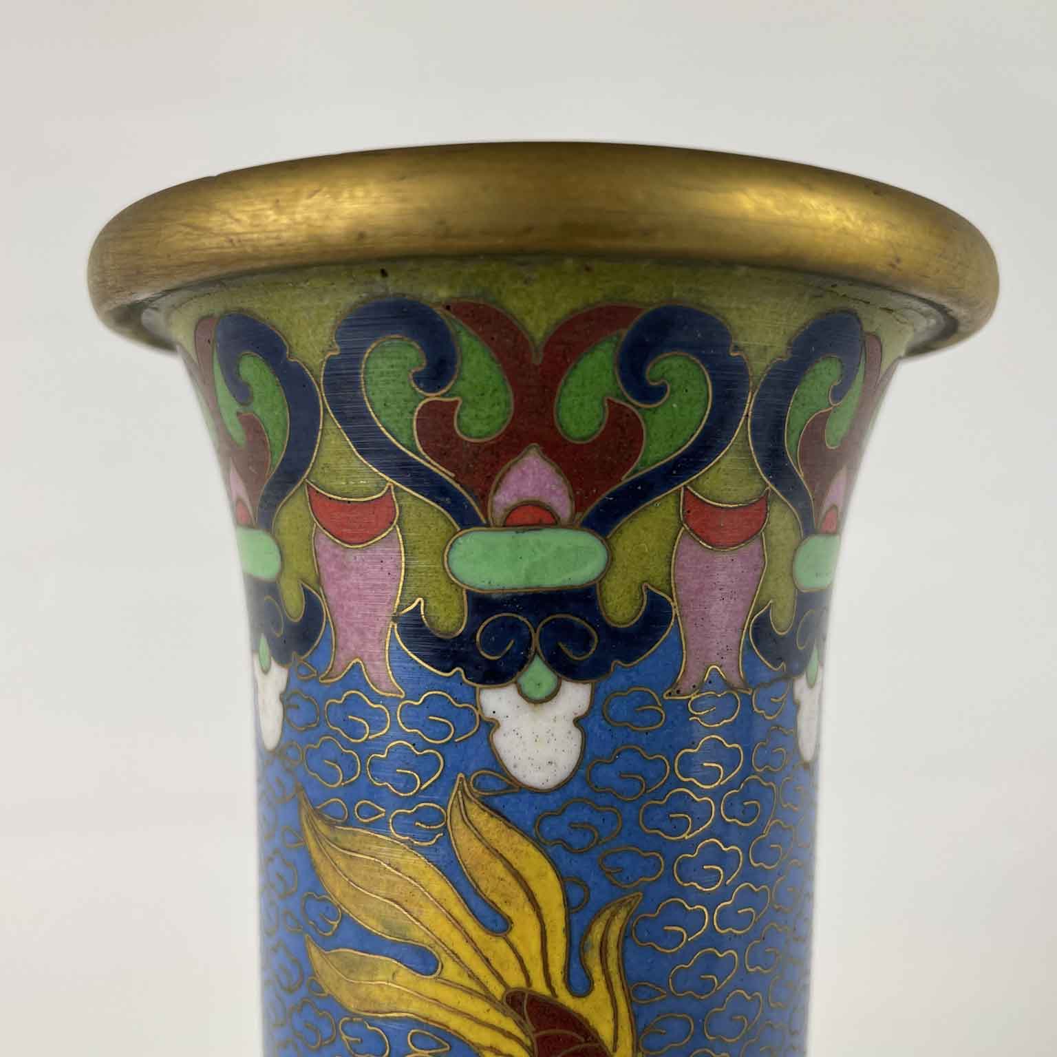 coppia di vasi cloisonné cinesi a fondo turchese 1960 circa c
