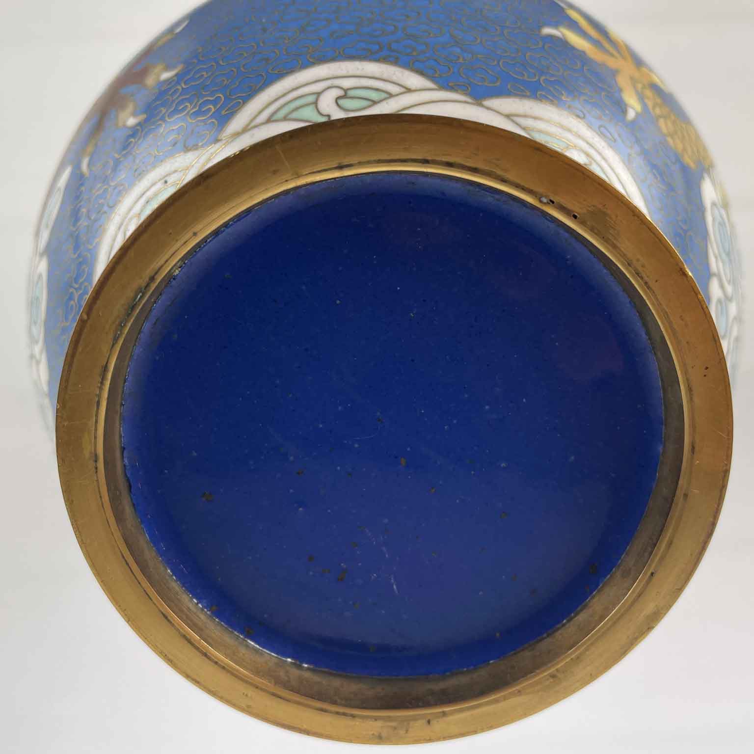 coppia di vasi cloisonné cinesi a fondo turchese 1960 circa g