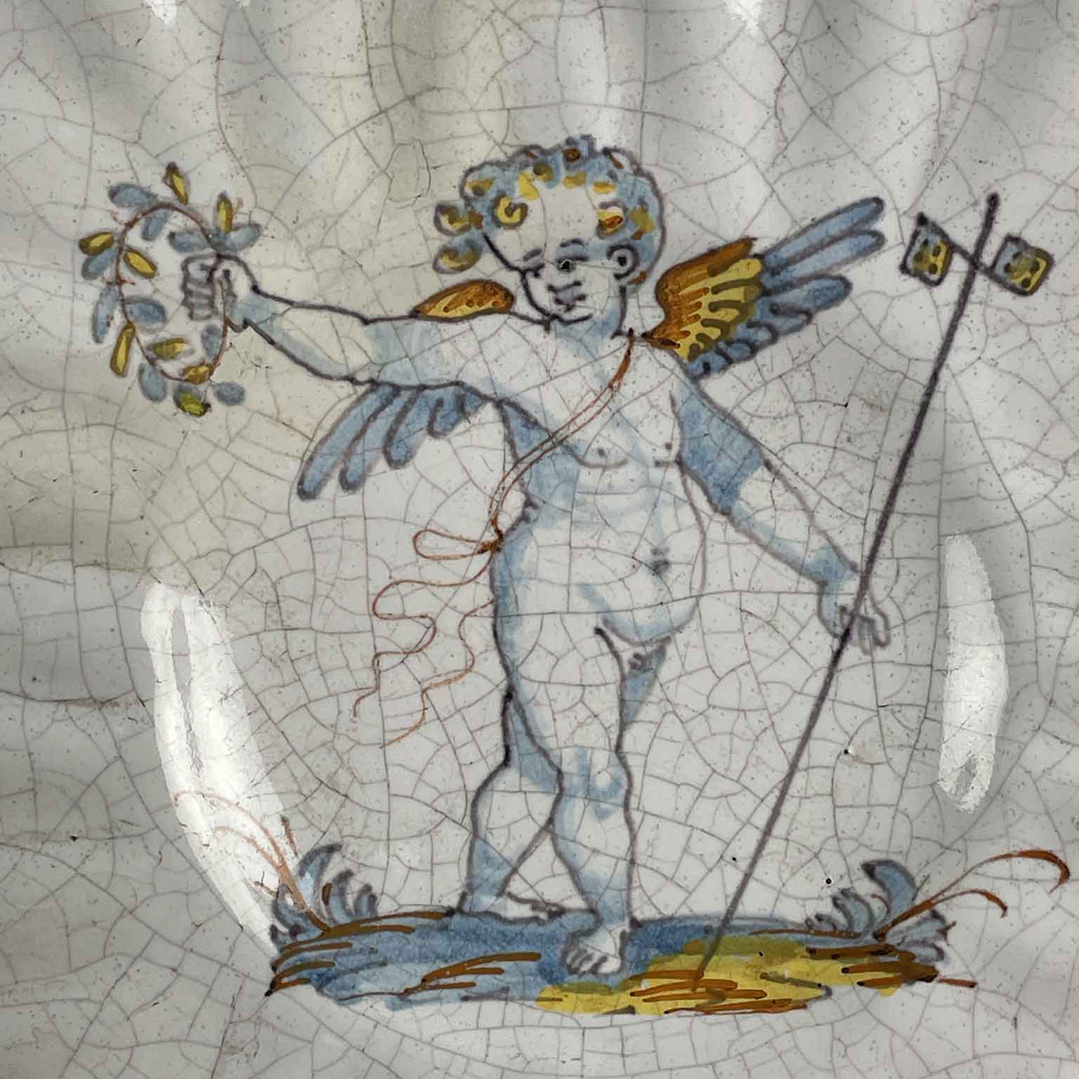 crespina in maiolica a decoro compendiario deruta 1700 a