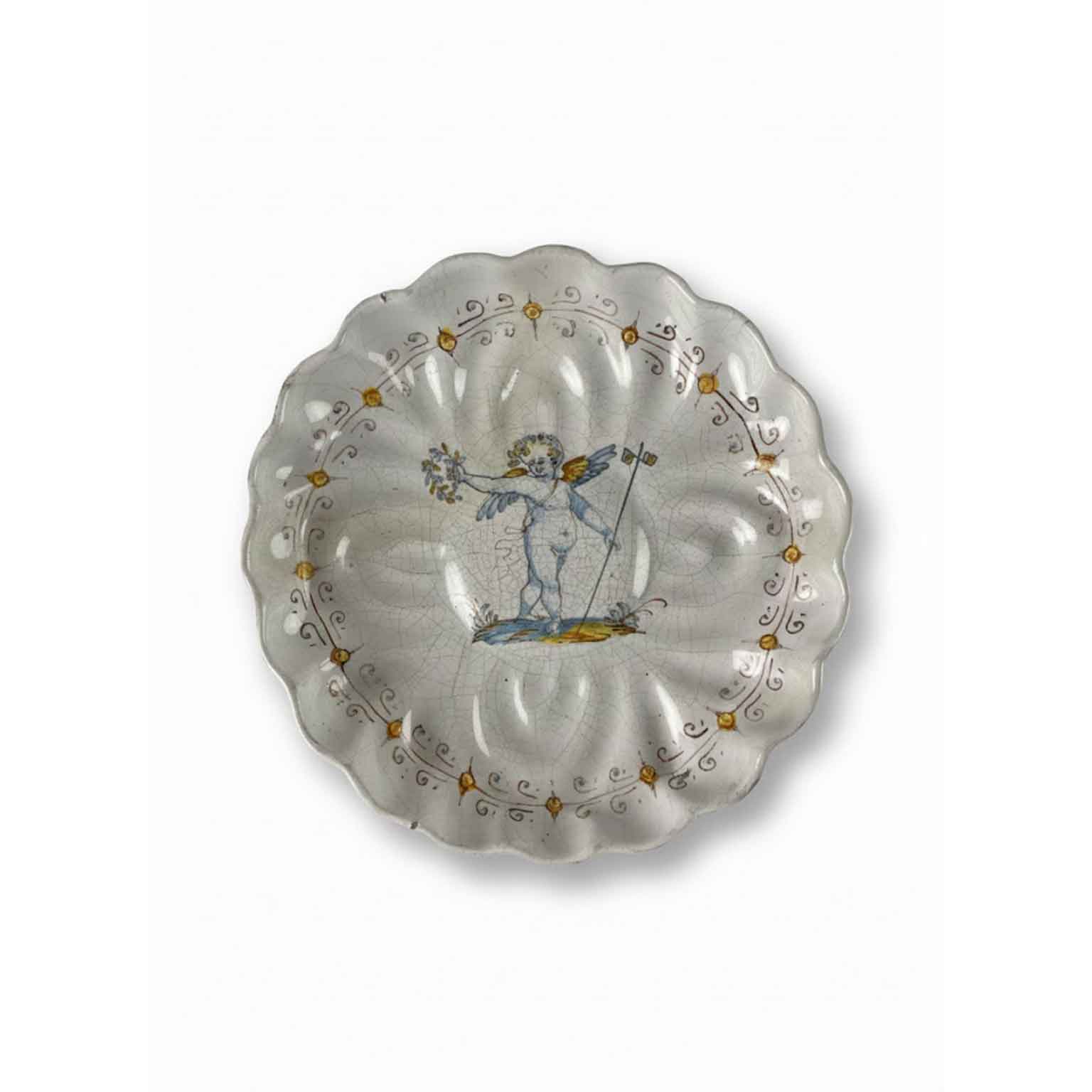crespina in maiolica a decoro compendiario deruta 1700