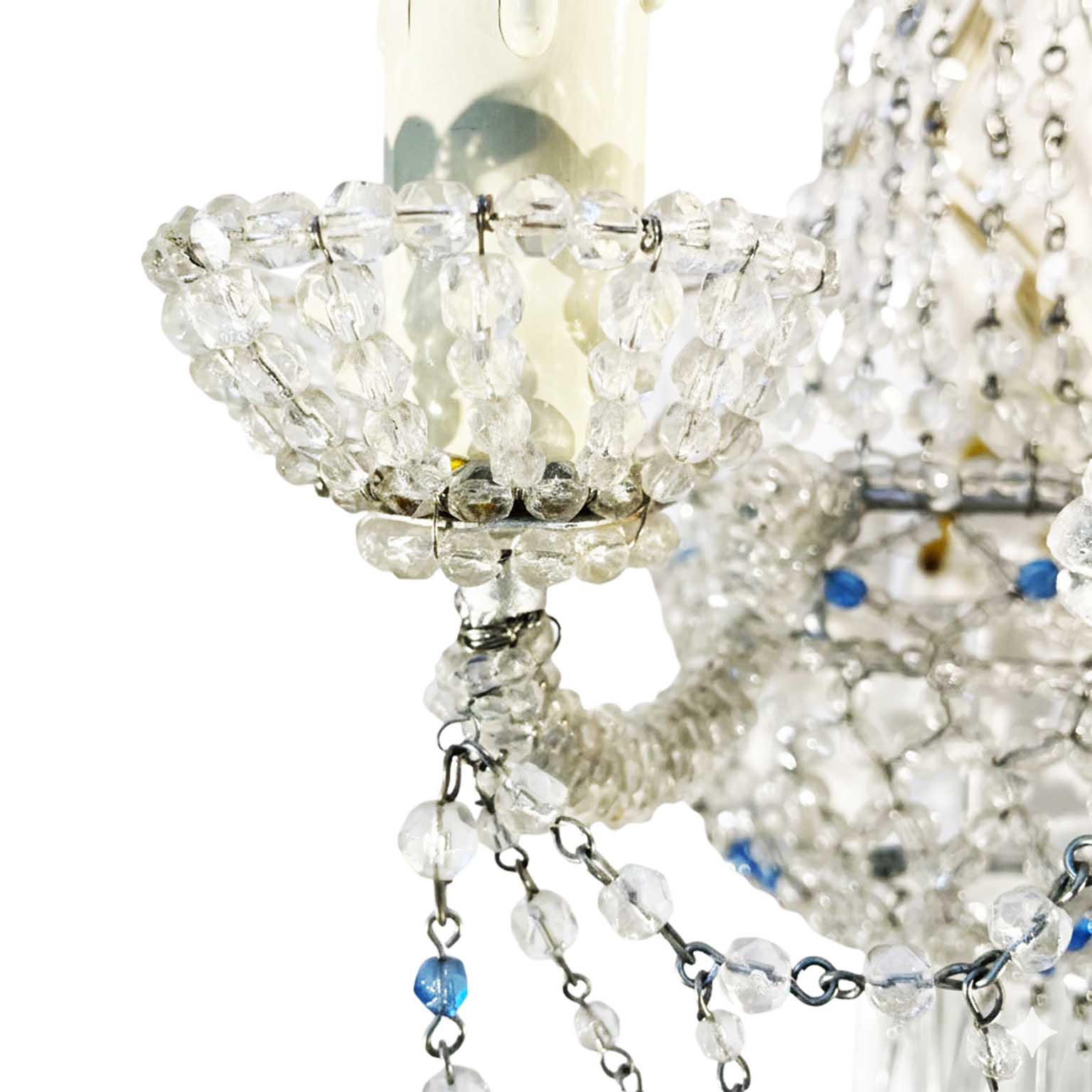 coppia di appliques con perline a due luci c