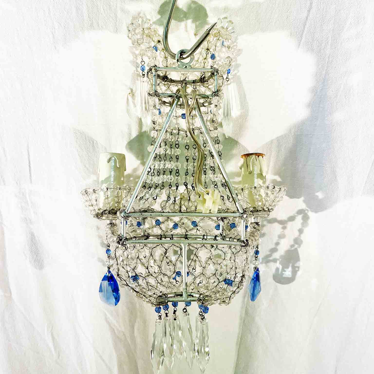 coppia di appliques con perline a due luci f