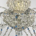 lampadario con perline trasparenti e cristalli azzurri g