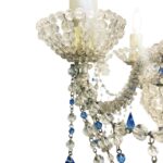 lampadario con perline trasparenti e cristalli azzurri h