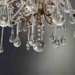 antico lampadario a gabbia perlinato con cristalli 8 luci h