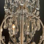 antico lampadario a gabbia perlinato con cristalli 8 luci l