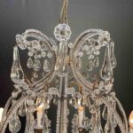 antico lampadario a gabbia perlinato con cristalli 8 luci m