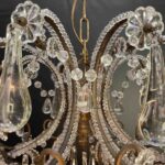 antico lampadario a gabbia perlinato con cristalli 8 luci o