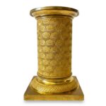 coppia di candelieri impero in bronzo dorato f
