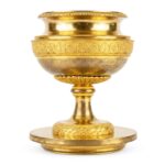 coppia di candelieri impero in bronzo dorato h