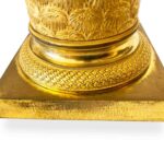 coppia di candelieri impero in bronzo dorato l