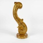fregio in legno intagliato e dorato a forma di voluta primi 1800 c